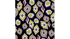 Viscose Twill Print - Mix Figures, Black Lime