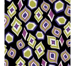 Viscose Twill Print - Mix Figures, Black Lime