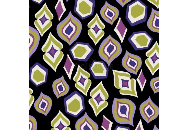 Viscose Twill Print - Mix Figures, Black Lime
