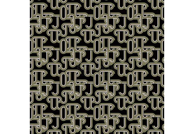 Viscose Twill Print - Chains, Black Khaki