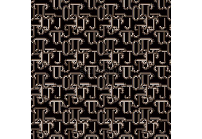 Viscose Twill Print - Chains, Black Caramel