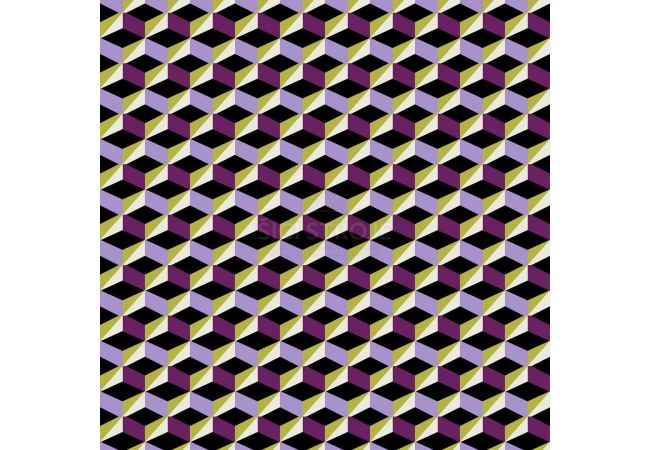 Bengaline Print - Graphic Cubes, Purple