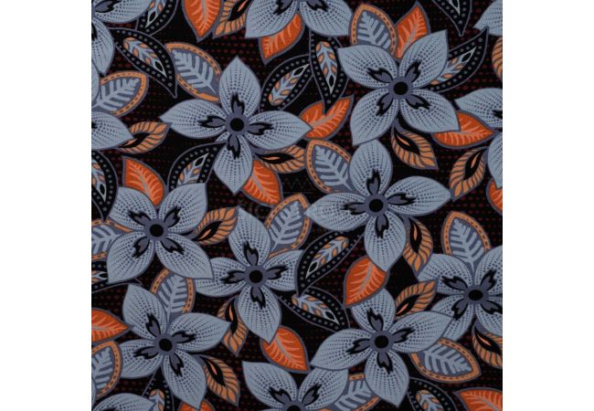 Linnen Viscose Print - Indy Flower, Denim
