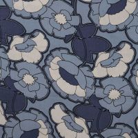 Linnen Viscose Print - Bold Flower, Denim