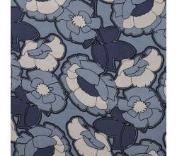 Linnen Viscose Print - Bold Flower, Denim