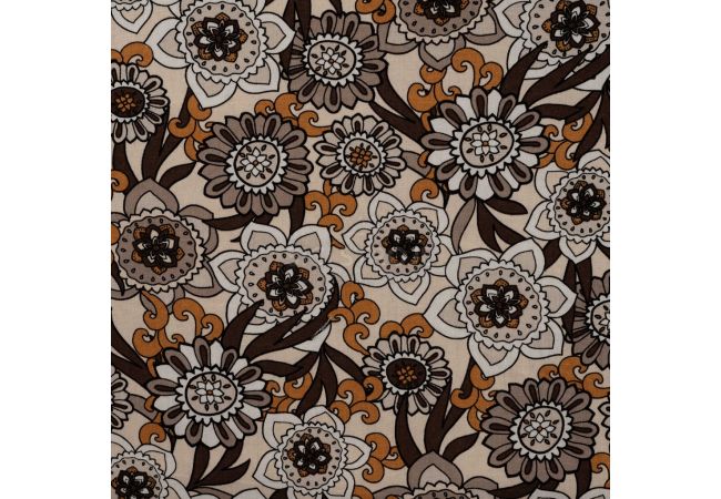 Linnen Viscose Print - Seventies Flower, Sand