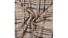 Linnen Viscose Print - Hand Painted Check, Sand