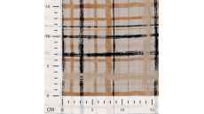 Linnen Viscose Print - Hand Painted Check, Sand