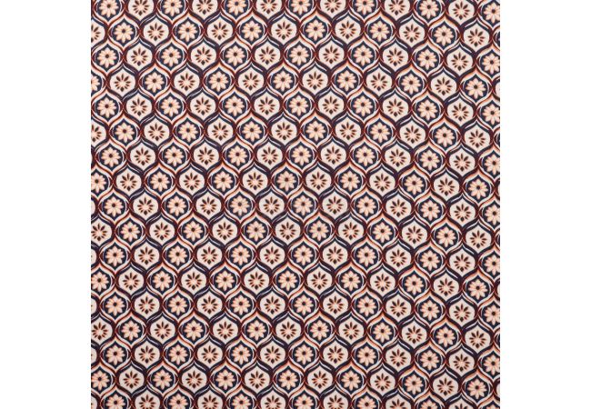 Cotton/Sp Sateen Print - Fancy, Denim