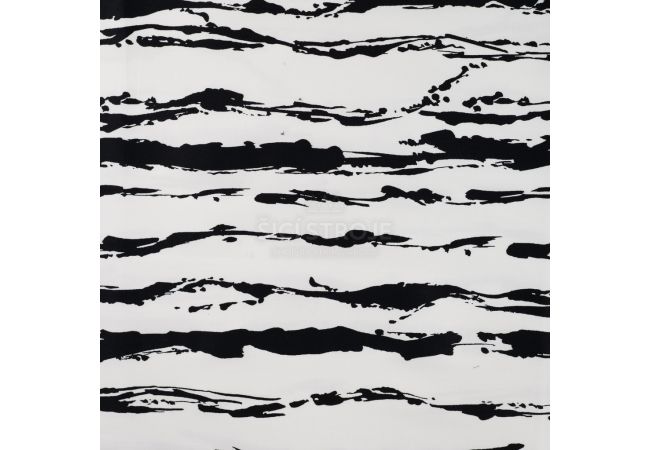 Cotton/Sp Sateen Print - Irregular Stripe, White Black