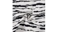 Cotton/Sp Sateen Print - Irregular Stripe, White Black