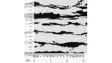 Cotton/Sp Sateen Print - Irregular Stripe, White Black