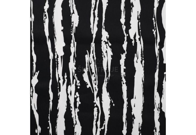 Cotton/Sp Sateen Print - Irregular Stripe, Black/White