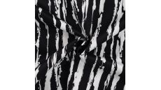 Cotton/Sp Sateen Print - Irregular Stripe, Black/White