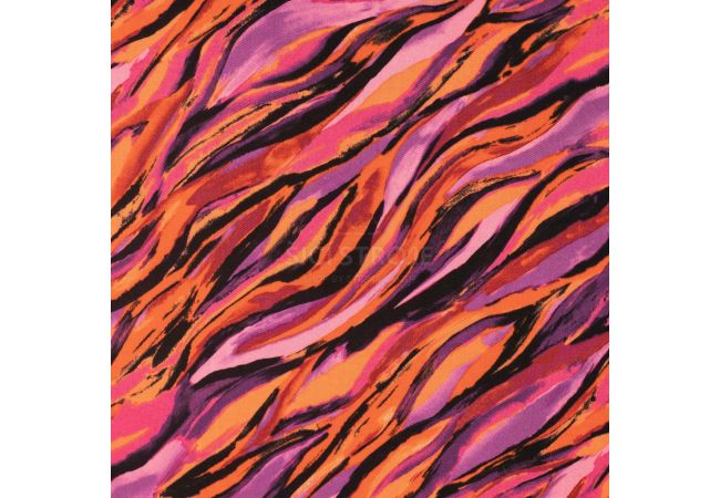 Viscose Twill Print - Waves, Fuchsia