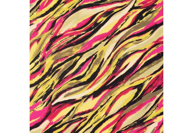 Viscose Twill Print - Waves, Lime