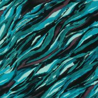 Viscose Twill Print - Waves, Petrol