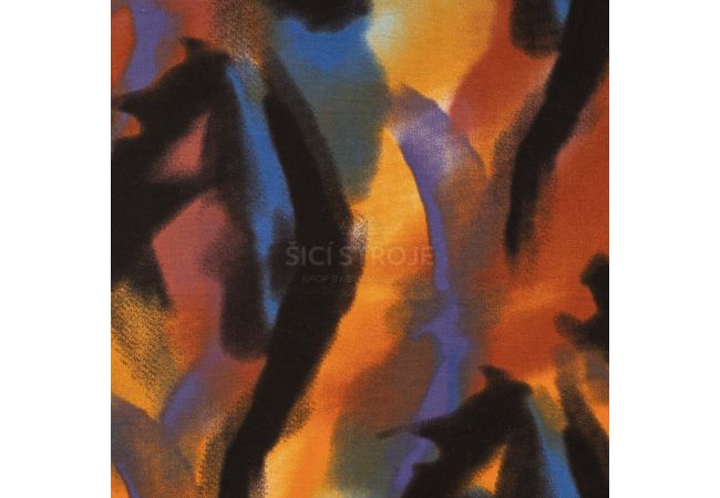 Viscose Stretch Print - Dusty Flames, Cognac