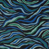Nylon Mesh Print - Waves, Royal