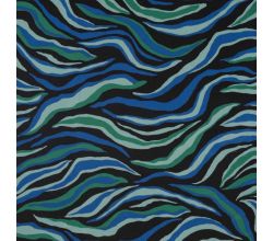 Nylon Mesh Print - Waves, Royal