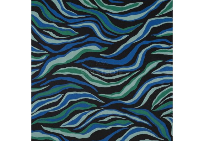 Nylon Mesh Print - Waves, Royal