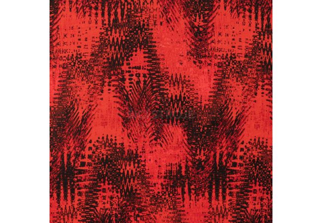 Rayon Spun Satin Print - Zigzag, Red