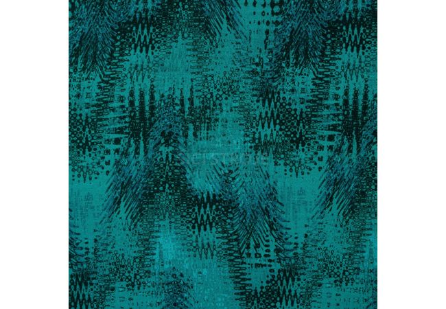 Rayon Spun Satin Print - Zigzag, Petrol