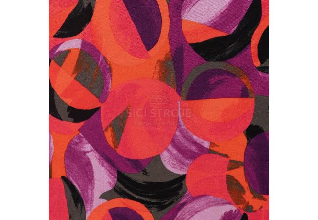Rayon Spun Satin Print - Dots, Fuchsia