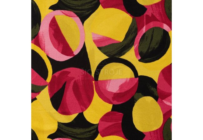 Rayon Spun Satin Print - Dots, Lime