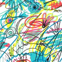 Cotton Voile Print - Sketching, White