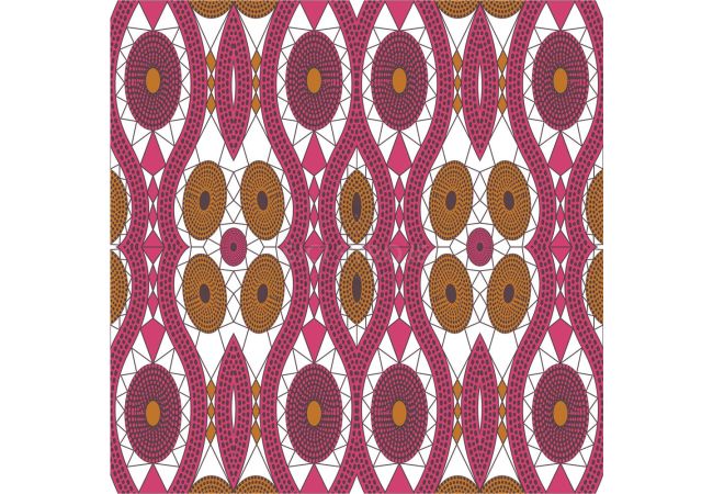 French Terry Print - Ethnic, Touch Fuchsia