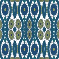 French Terry Print - Ethnic, Touch Petrol