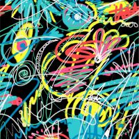 French Terry Print - Sketching Print, Black