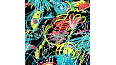 French Terry Print - Sketching Print, Black