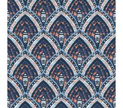 French Terry Print - Bali Leafs, Denim