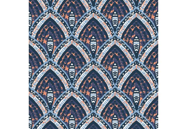 French Terry Print - Bali Leafs, Denim