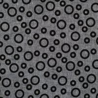 Linen Cotton Jacquard - Circles, Black