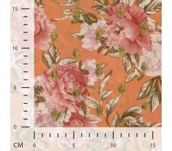Poly Foil Print - Flowers, Peach
