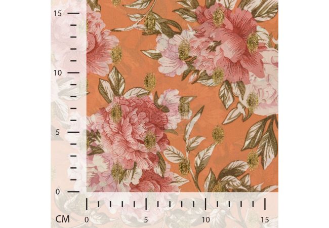 Poly Foil Print - Flowers, Peach