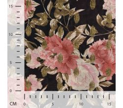 Poly Foil Print - Flowers, Black