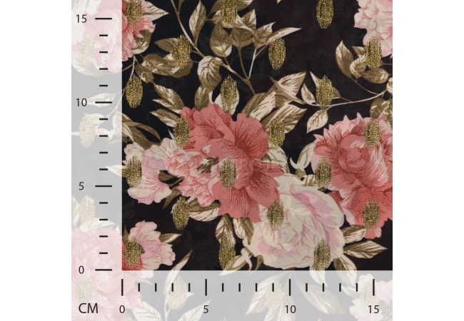 Poly Foil Print - Flowers, Black