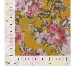 Poly Foil Print - Flowers, Ochre