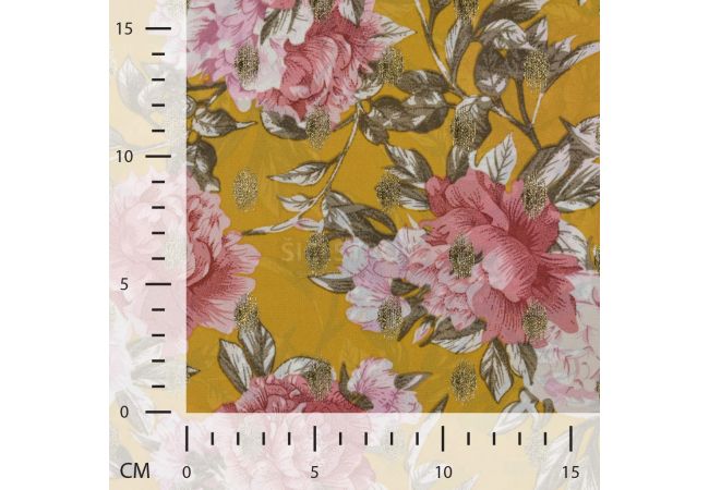 Poly Foil Print - Flowers, Ochre