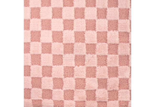 High Low Checked Fur - Old Pink