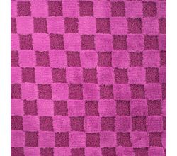 High Low Checked Fur - Cyclam