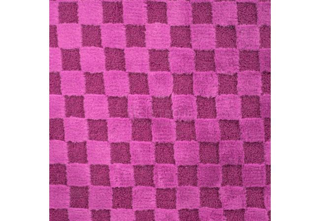 High Low Checked Fur - Cyclam