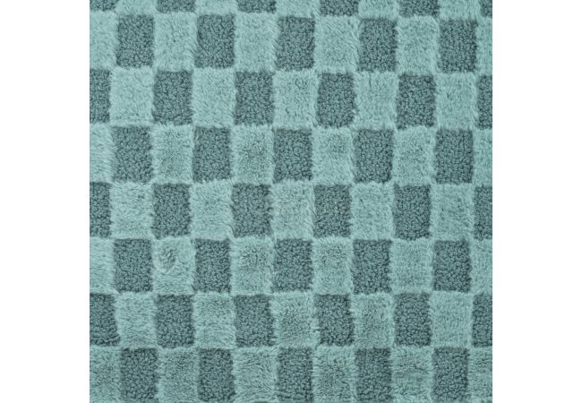 High Low Checked Fur - Dark Dusty Mint