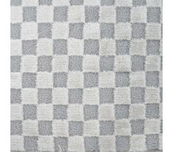 High Low Checked Fur - Silver Grey