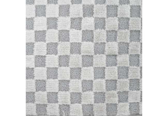 High Low Checked Fur - Silver Grey