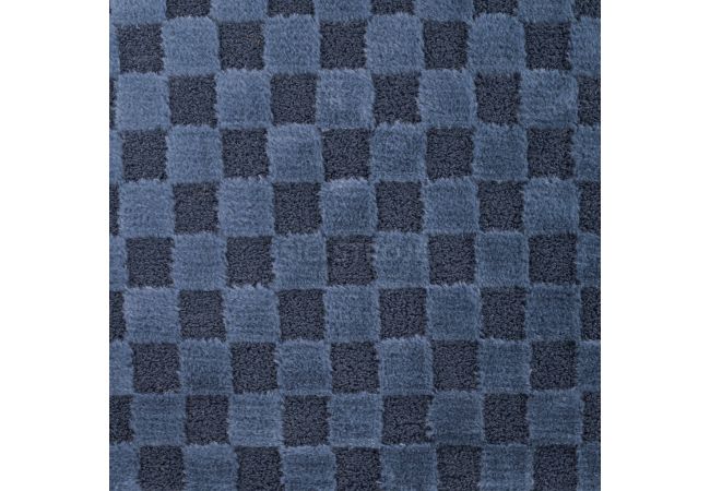 High Low Checked Fur - Denim